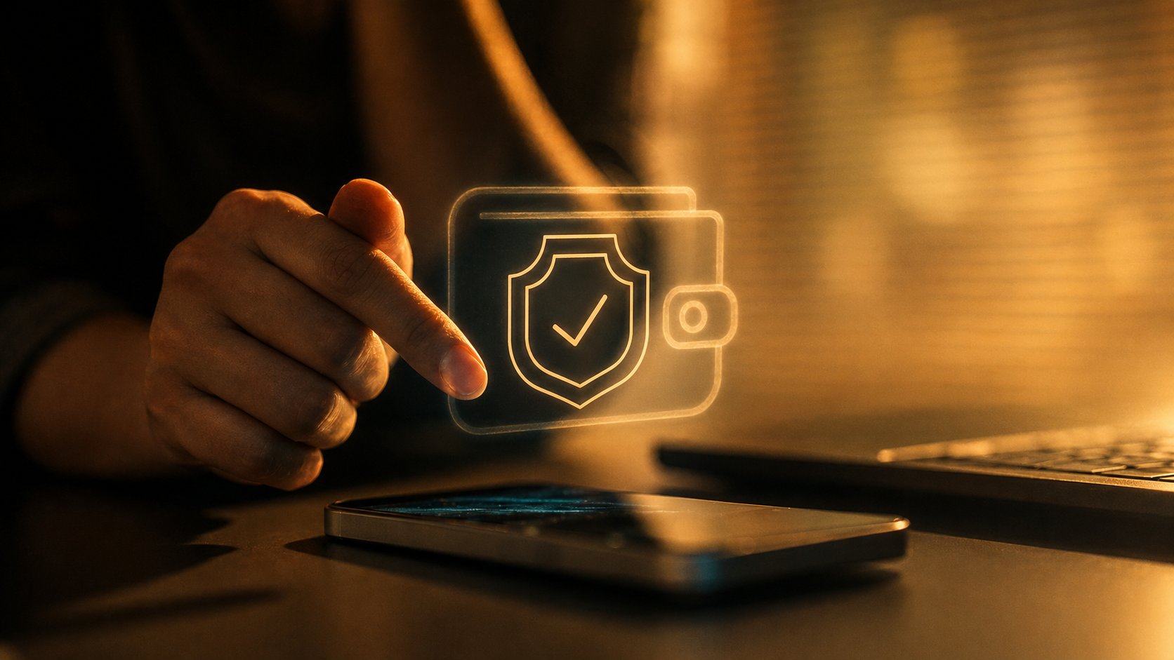 Verified wallet with shield checkmark - a regulated exchange account used as identity verification